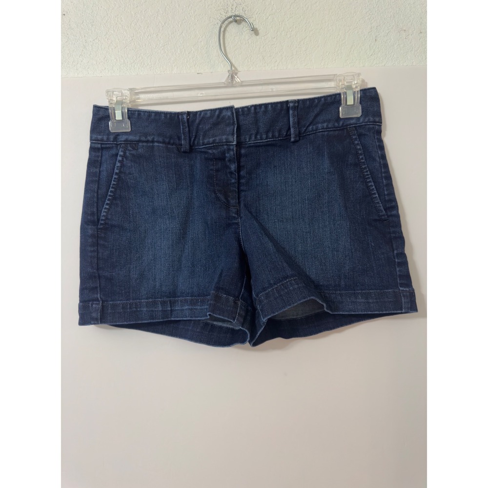 Ann Taylor LOFT Womens Dark Indigo Denim Shorts 2 Prep Minimalist Weekend Office